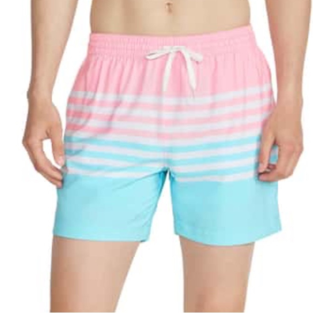 Chubbies Pink and Blue Striped Swim Shorts